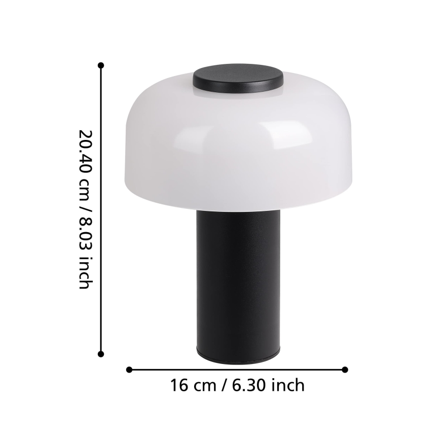 Eglo - LED Stmievateľná dotyková vonkajšia lampa LED/2,25W/5V 2400-4000K 5200 mAh IP44 čierna/biela