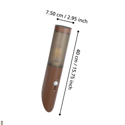 Eglo - Vonkajšie nástenné svietidlo so senzorom 1xE27/15W/230V IP44