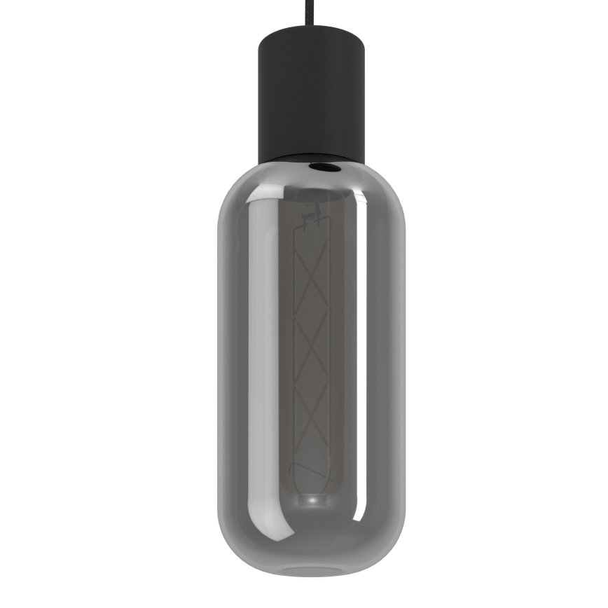 Eglo - Závesný luster na lanku 6xE27/4W/230V čierna/dymová