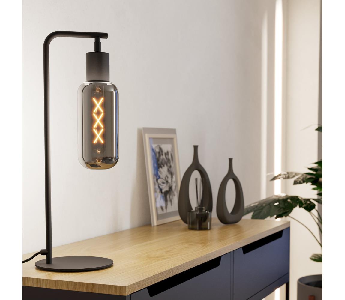 Eglo 901007 - Stolová lampa MAIONE 1xE27/4W/230V čierna/dymová 901007