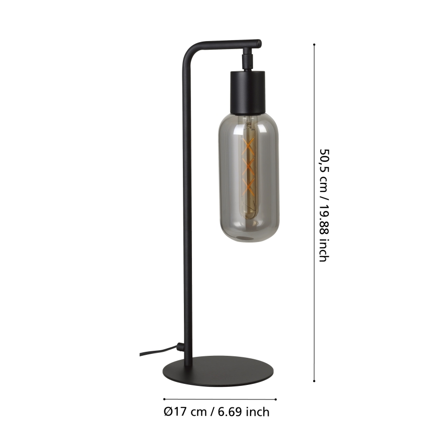 Eglo - Stolová lampa 1xE27/4W/230V čierna/dymová