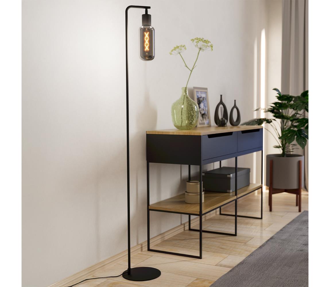 Eglo 901008 - Stojacia lampa MAIONE 1xE27/4W/230V čierna/dymová 901008