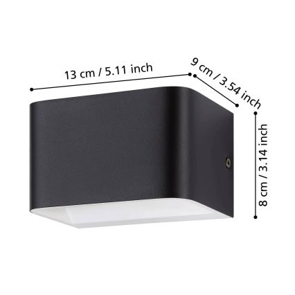 Eglo - LED Nástenné svietidlo LED/6W/230V 3000K čierna