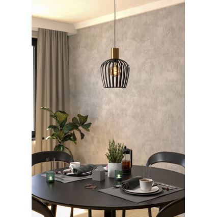 Eglo - Luster na lanku 1xE27/40W/230V čierna/zlatá
