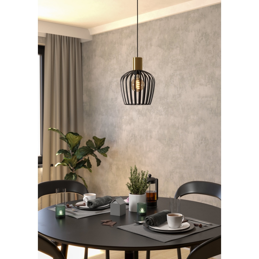 Eglo - Luster na lanku 1xE27/40W/230V čierna/zlatá