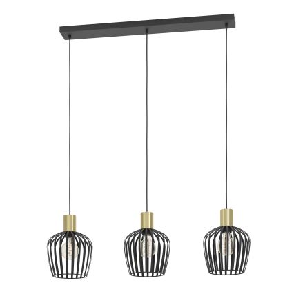 Eglo - Luster na lanku 3xE27/40W/230V čierna/zlatá