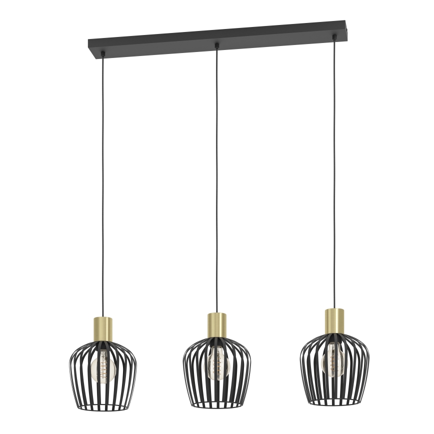Eglo - Luster na lanku 3xE27/40W/230V čierna/zlatá
