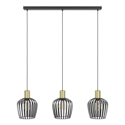 Eglo - Luster na lanku 3xE27/40W/230V čierna/zlatá