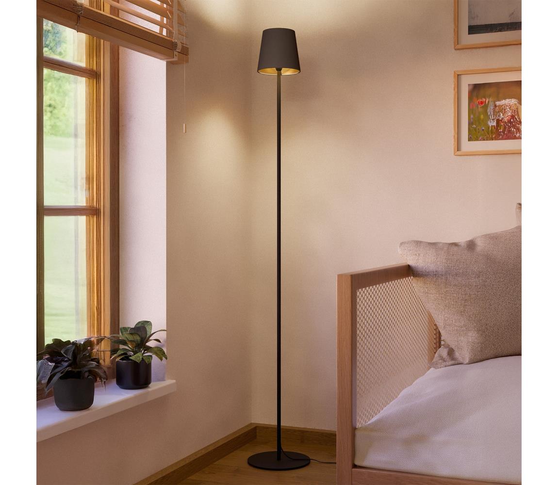 Eglo 901111 - Stojacia lampa FIORANA 1xE14/7,5W/230V čierna/hnedá 901111
