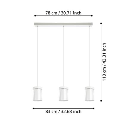 Eglo - LED RGBW Stmievateľný luster na lanku 3xLED/3,7W/230V 2700-6500K biela ZigBee