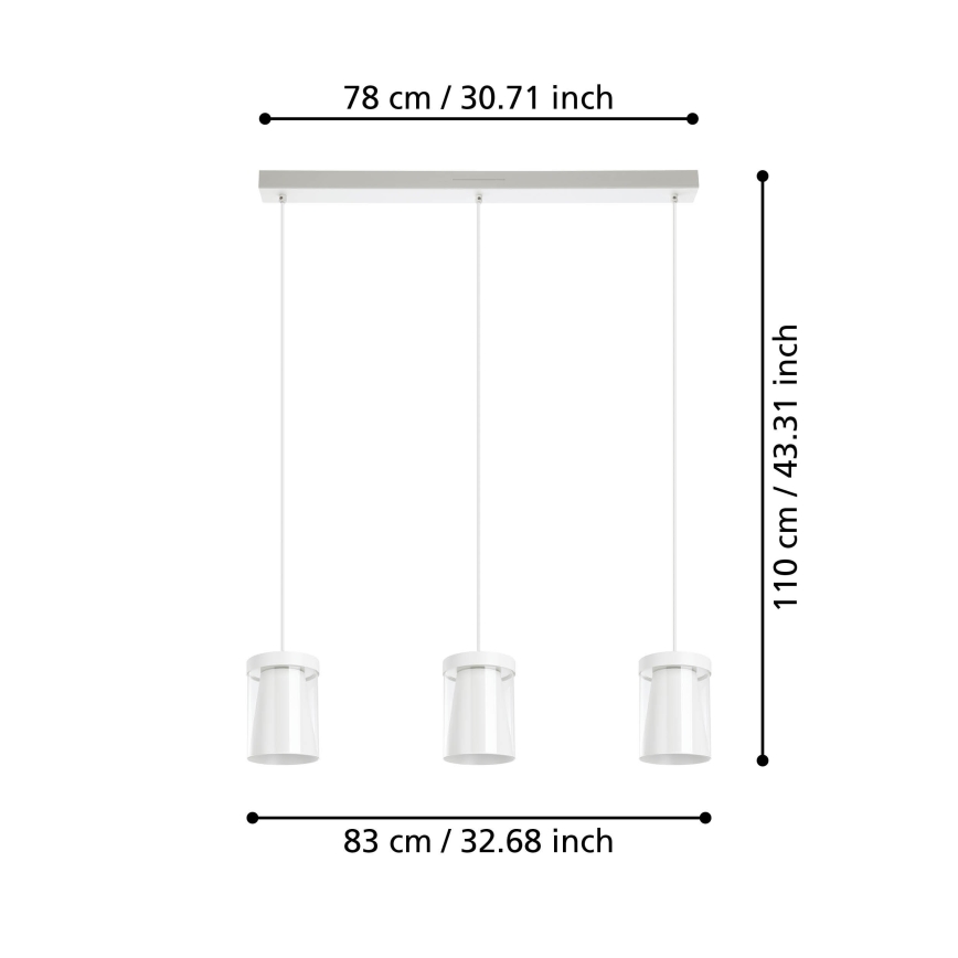 Eglo - LED RGBW Stmievateľný luster na lanku 3xLED/3,7W/230V 2700-6500K biela ZigBee