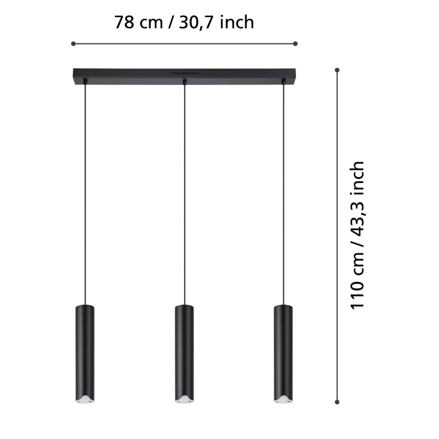 Eglo - LED RGBW Stmievateľný luster na lanku 3xLED/3,7W/230V 2700-6500K čierna