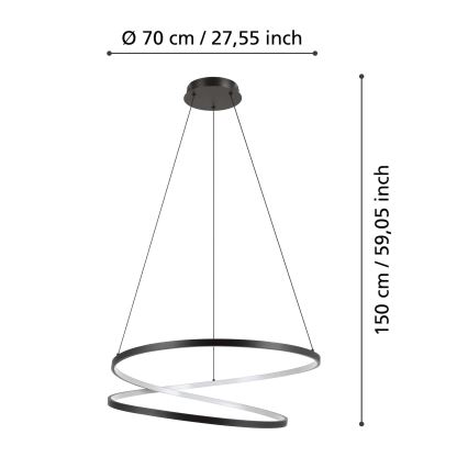 Eglo - LED Luster na lanku LED/42W/230V 3000K čierna