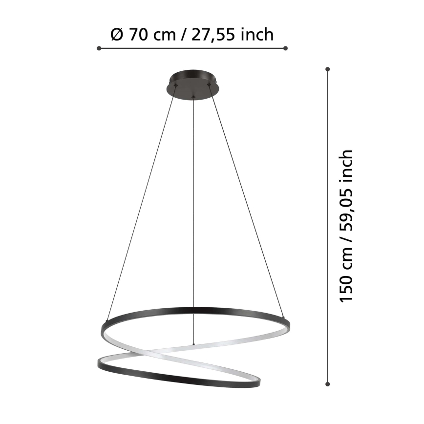 Eglo - LED Luster na lanku LED/42W/230V 3000K čierna