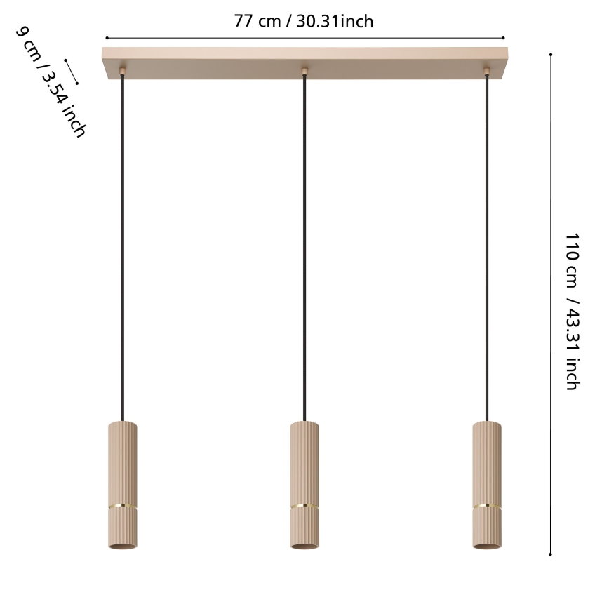 Eglo - LED Luster na lanku 3xGU10/5W/230V 3000K béžová