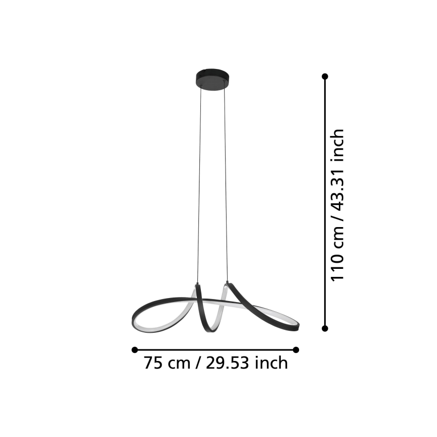 Eglo - LED RGBW Stmievateľný luster na lanku LED/22W/230V 2700-6500K čierna