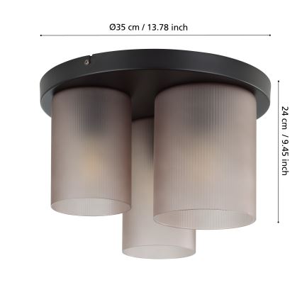 Eglo - Stropné svietidlo 3xE27/40W/230V šedá