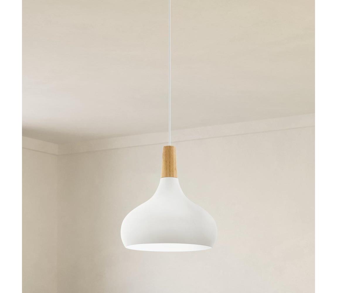 Eglo 901178-Luster na lanku SABINAR 1xE27/60W/230V pr.28cm biela-FSC certifikované