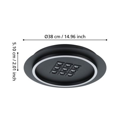 Eglo - LED Stmievateľné stropné svietidlo LED/21,4W/230V 2700-6500K čierna + diaľkové ovládanie