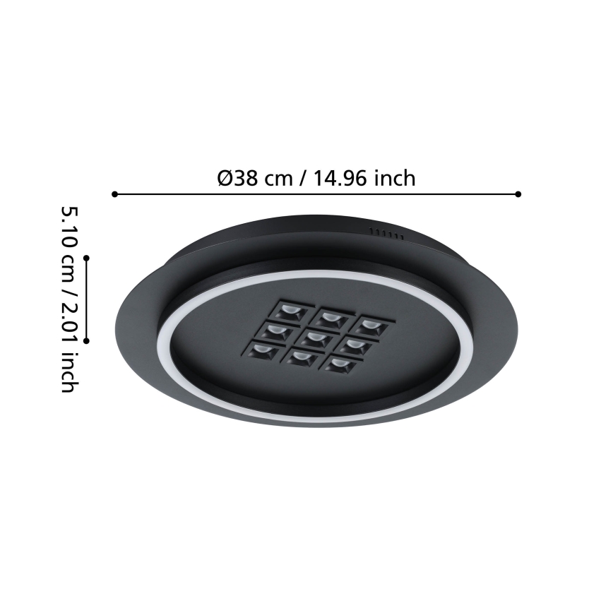 Eglo - LED Stmievateľné stropné svietidlo LED/21,4W/230V 2700-6500K čierna + diaľkové ovládanie