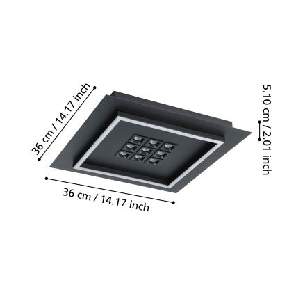 Eglo - LED Stmievateľné stropné svietidlo LED/21,4W/230V 2700-6500K čierna + diaľkové ovládanie