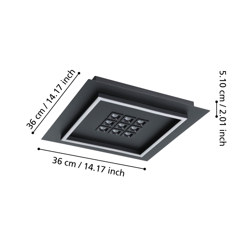 Eglo - LED Stmievateľné stropné svietidlo LED/21,4W/230V 2700-6500K čierna + diaľkové ovládanie