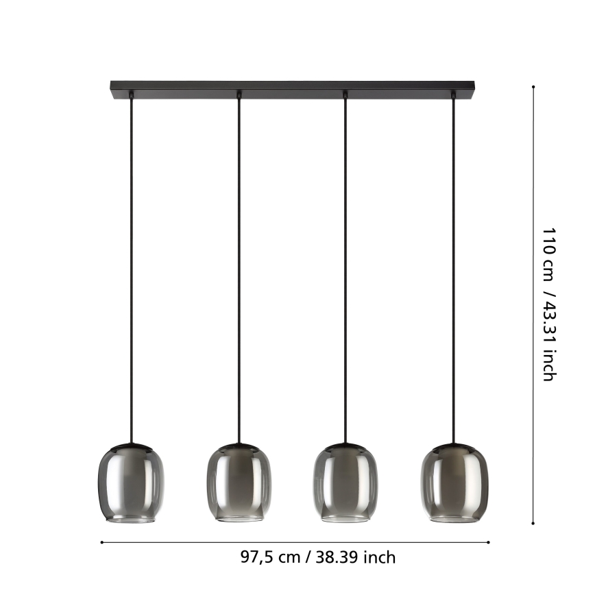 Eglo - Luster na lanku 4xE27/28W/230V šedá
