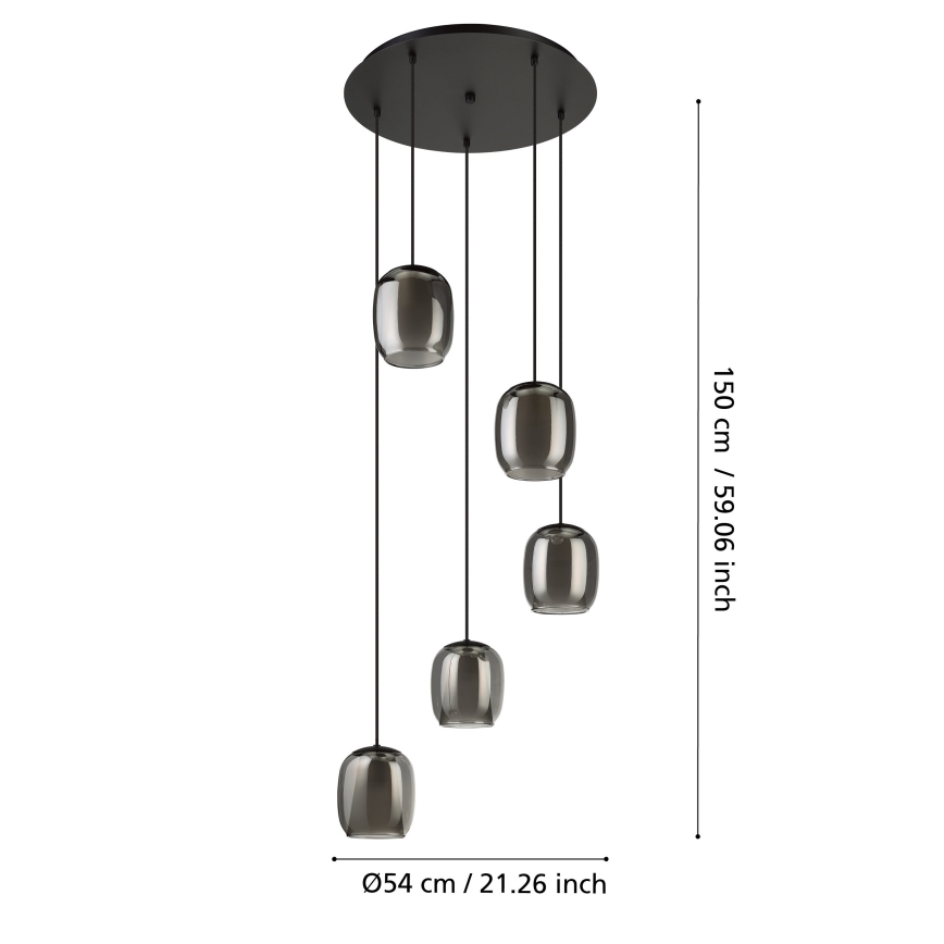 Eglo - Luster na lanku 5xE27/28W/230V šedá