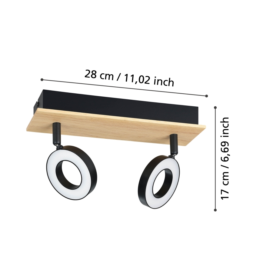 Eglo - LED bodové svietidlo 2xLED/4,2W/230V čierna/hnedá