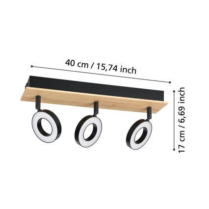 Eglo - LED bodové svietidlo 3xLED/4,2W/230V čierna/hnedá