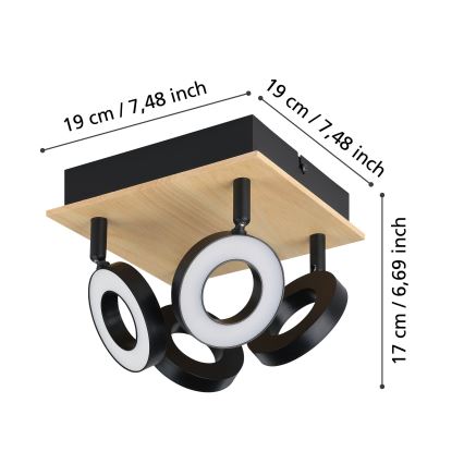 Eglo - LED bodové svietidlo 4xLED/4,2W/230V čierna/hnedá