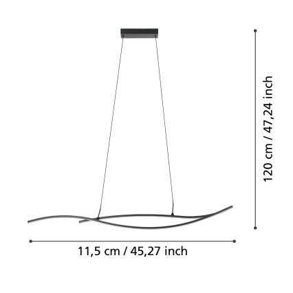 Eglo - LED Luster na lanku LED/20W/230V 4000K čierna