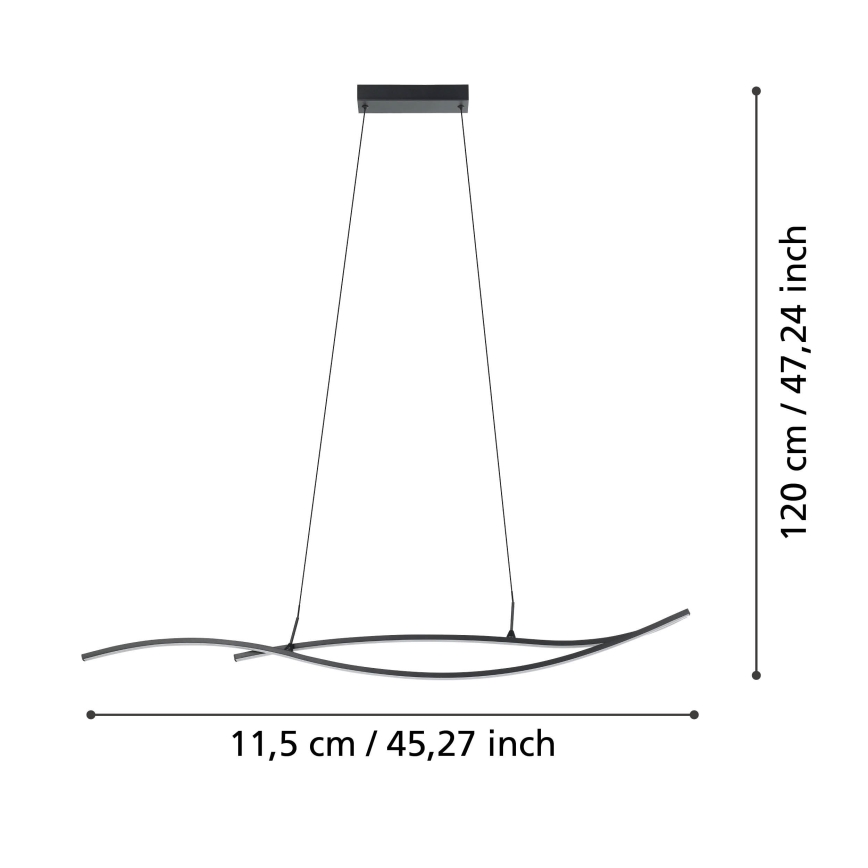 Eglo - LED Luster na lanku LED/20W/230V 4000K čierna