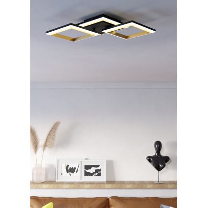 Eglo - LED Stmievateľné stropné svietidlo LED/20W/230V 4000K čierna/zlatá