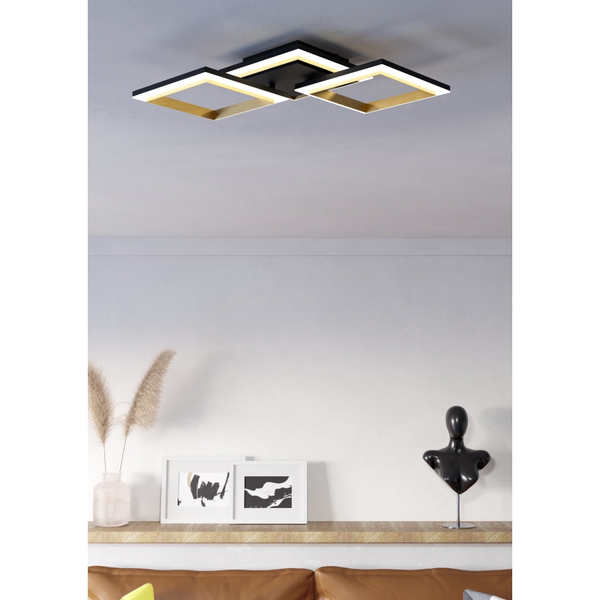 Eglo - LED Stmievateľné stropné svietidlo LED/20W/230V 4000K čierna/zlatá