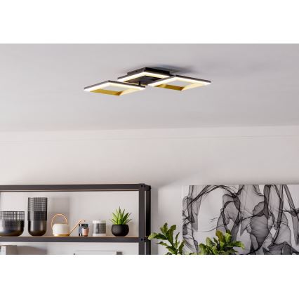 Eglo - LED Stmievateľné stropné svietidlo LED/20W/230V 4000K čierna/zlatá