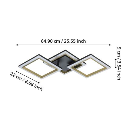 Eglo - LED Stmievateľné stropné svietidlo LED/20W/230V 4000K čierna/zlatá