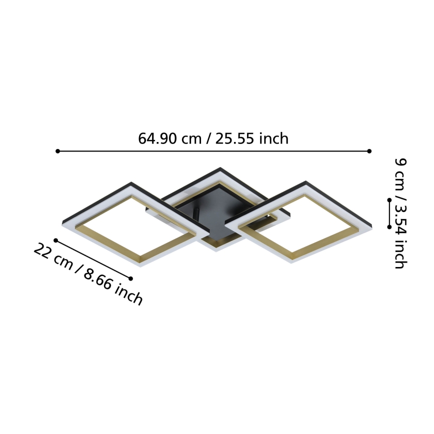 Eglo - LED Stmievateľné stropné svietidlo LED/20W/230V 4000K čierna/zlatá