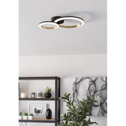 Eglo - LED Stmievateľné stropné svietidlo LED/12W/230V 4000K čierna/zlatá