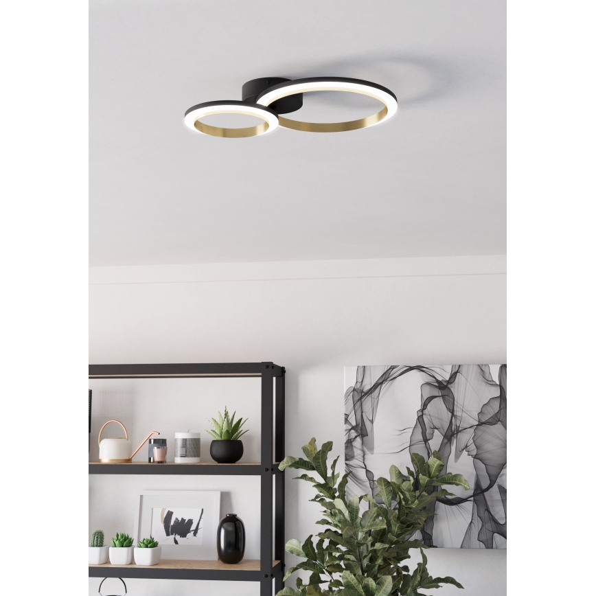 Eglo - LED Stmievateľné stropné svietidlo LED/12W/230V 4000K čierna/zlatá