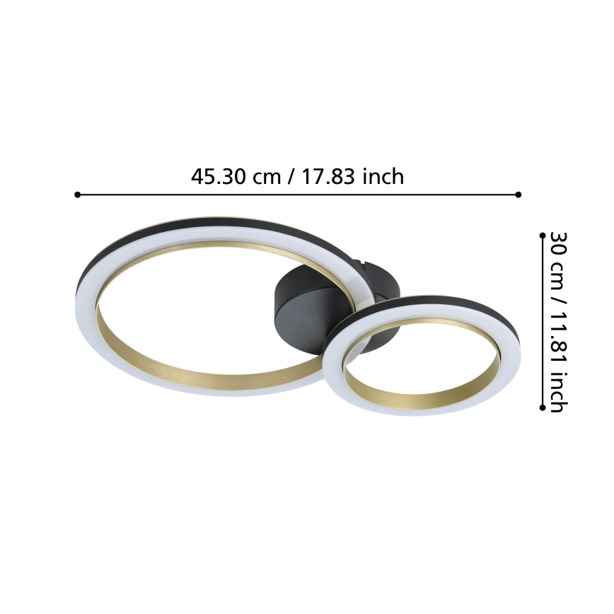Eglo - LED Stmievateľné stropné svietidlo LED/12W/230V 4000K čierna/zlatá