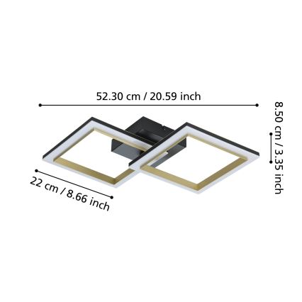 Eglo - LED Stmievateľné stropné svietidlo LED/18,4W/230V 4000K čierna/zlatá