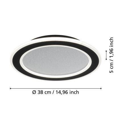 Eglo - LED Stmievateľné stropné svietidlo LED/20W/230V 2700-6500K čierna + diaľkové ovládanie