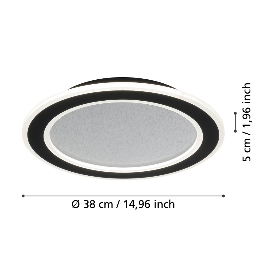 Eglo - LED Stmievateľné stropné svietidlo LED/20W/230V 2700-6500K čierna + diaľkové ovládanie