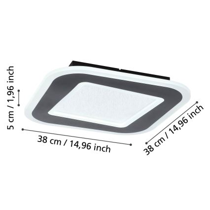 Eglo - LED Stmievateľné stropné svietidlo LED/20W/230V 2700-6500K čierna + diaľkové ovládanie