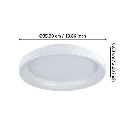 Eglo - LED Stmievateľné stropné svietidlo LED/12W/230V 2700-6500K biela + diaľkové ovládanie