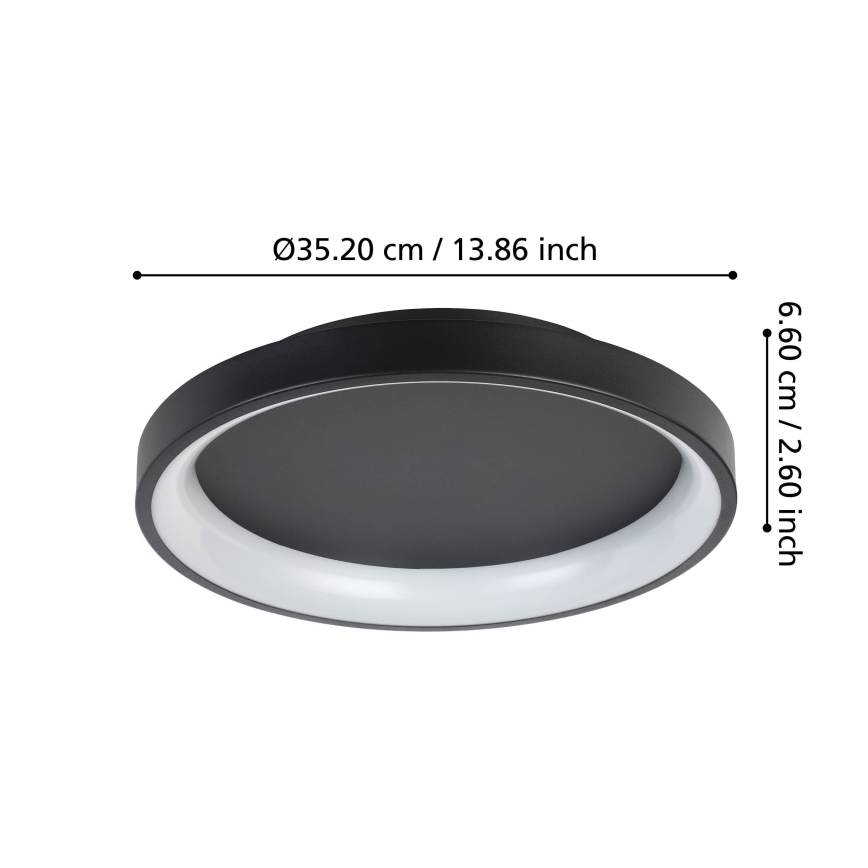 Eglo - LED Stmievateľné stropné svietidlo LED/12W/230V 2700-6500K čierna + diaľkové ovládanie