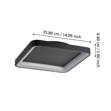 Eglo - LED Stmievateľné stropné svietidlo LED/12W/230V 2700-6500K čierna + diaľkové ovládanie