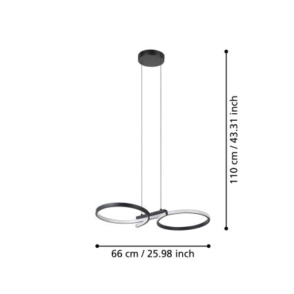 Eglo - LED Luster na lanku LED/21W/230V 3000K čierna