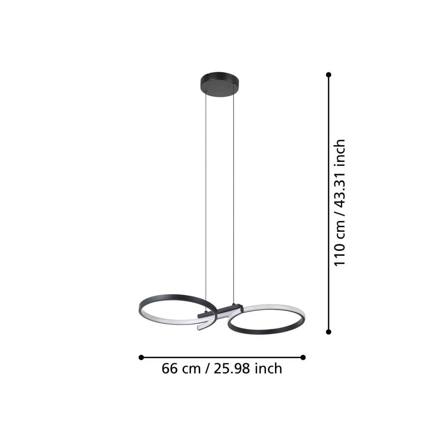 Eglo - LED Luster na lanku LED/21W/230V 3000K čierna